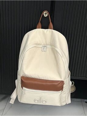 ALO YOGA White & Brown Nylon Backpack